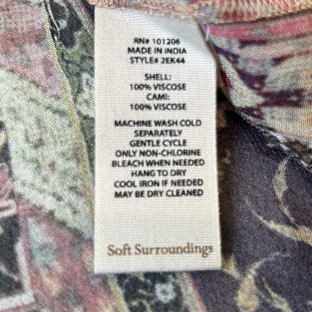 Soft Surroundings Makara Tunic Top Sz L  Bohemian Boho Sheer Artsy Colorful - Picture 10 of 10